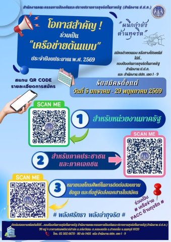 สำนักงาน ป.ป.ท. เปิดรับสมัครคัดเลือกเครือข่ายเพื่อเข้ารับรางวัล